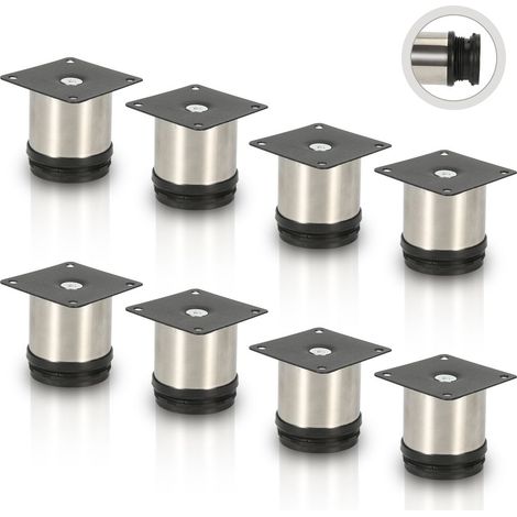 Juego de 8 patas para muebles, que incluye patas para mesa, sofá, cama y armario, fabricadas en acero inoxidable de 50 mm de diámetro. (1/5)