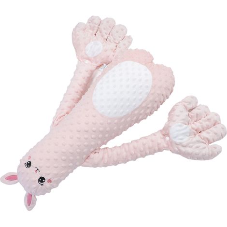 Oreiller apaisant pour bébé, garni de haricots rouges, en tissu doux et mignon, motif lapin, peluche apaisante et ergonomique pour nourrisson. (1/5)