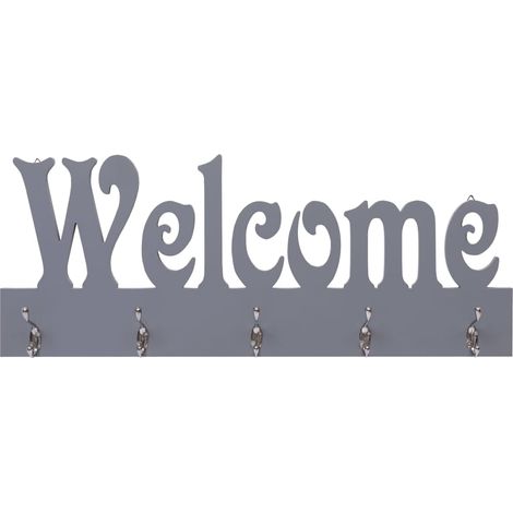 Porte-manteau mural WELCOME Gris 74x29,5 cm