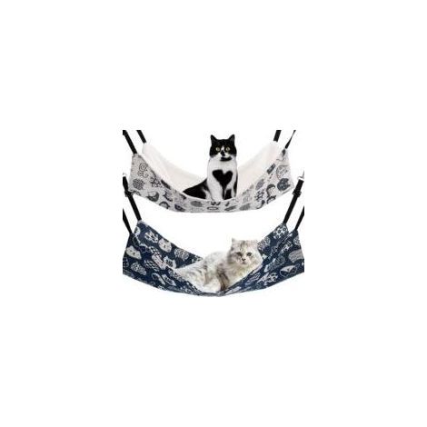 Lot de 2 hamacs suspendus double face pour chat. réglables pour chats. furets. chiots. lapins et petits animaux (M. CHAT) (1/5)