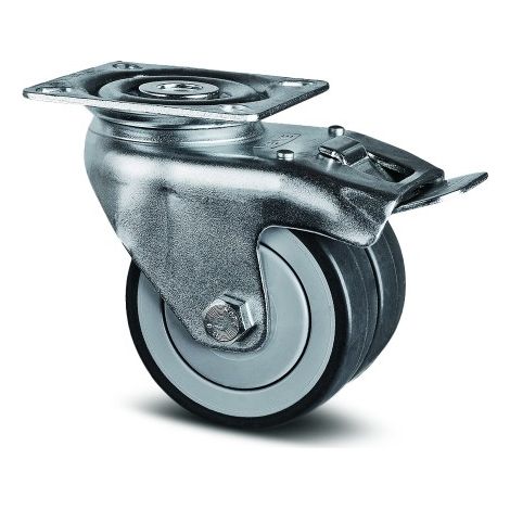 Roulette pivotante double galet - blocage total - platine - ø 75 mm - Agila Twin - TENTE