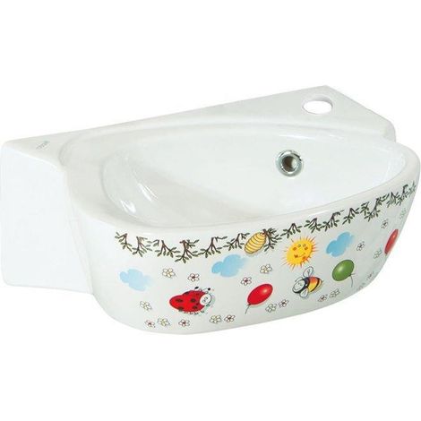 Lavabo enfant en céramique KID, 39x29cm, motif couleur (1/4)