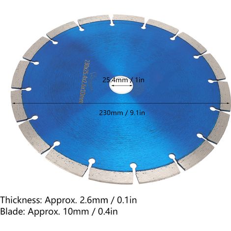 Lame de scie diamantée bleue pour la découpe du marbre, du béton, du granit et du marbre (diamètre 230 mm). (1/5)