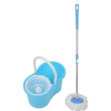 Balai Serpillière Microfibre avec Seau Essoreur BLEU double bac bleu (1/5)