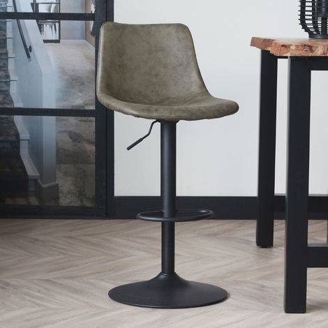 Tabouret de bar industriel pivotant Boran vert - Réglable - Sans (1/5)