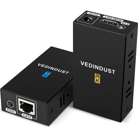 Extender 60m 196ft Récepteur Emetteur Câble Ethernet HDMI vers RJ45 CAT 5e 6 7 8 Support Fonction Dapprentissage EDID 1080p 3D pour Lecteur PS4 DVD Sky Xbox HDTV etc (1/5)