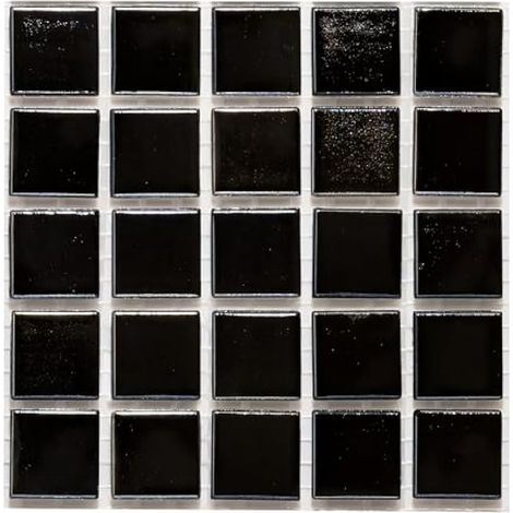 URBN Carrelage mosaque contemporain en verre irisé presque noir mais gris foncé pour cuisine et salle de bain – Carrelage d'échantillon (11,4 x 11,4 cm, 0,1 m2) (1/3)