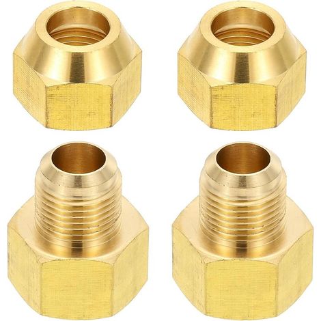 2pcs Raccords de Tube en Laiton, Femelle 1/2" x Mâle 5/8", Apdateur d\'Accouplement à 45 Degrés avec Écrou Bride, Raccord Tuyau HVAC Climatisation Plomberie Gaz - 5/8" Flare Female Male (1/5)