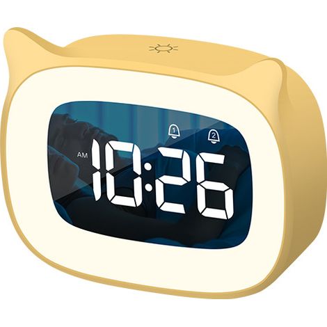 Réveil de chevet en forme de chat mignon, horloge cartoon lumineuse LED pour chambre (1/3)
