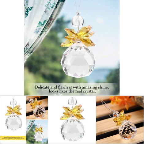 Pendentif Prismatique Cristal pour Décoration Mariage et Noël - Ornements Suspendus Jaunes (1/5)