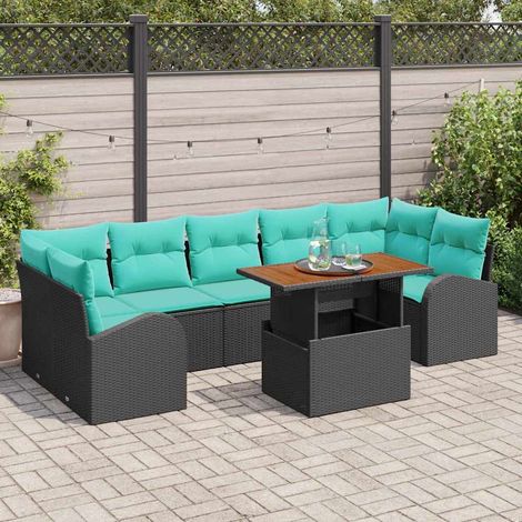 vidaXL Set Divano da Giardino 8 pz Nero Poly Rattan (1/5)