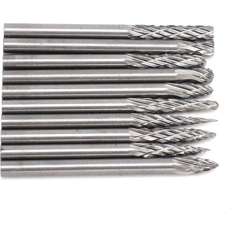 10Pièces Fraise en Carbure de Tungstène Double Rainure Lime Rotative 3x3mm Outil de Meulage pour Perçage et Fraisage (1/5)