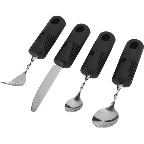 Ensemble de couverts lestés pour les personnes atteintes de la maladie de Parkinson, aide arthritique et tremblements de la main : cuillère, fourchette, couteau. (1/5)
