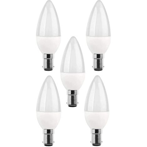 Confezione da 5 lampadine LED B15 da 5W, equivalenti a una lampadina a incandescenza da 25W, 270 lm, luce diurna 3000K, attacco a baionetta piccolo C35 SBC B15 [Classe energetica A+] (1/4)