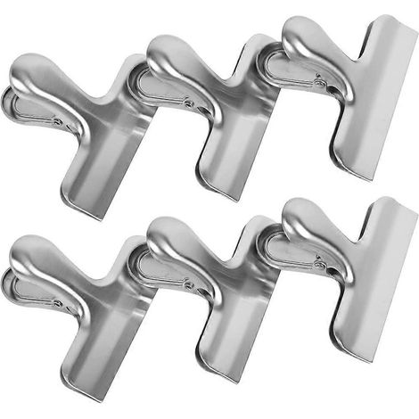 Set mit 6 Beutelclips, Lebensmittelclips, Edelstahl-Beutelclips, luftdichte Küchenclips (1/5)