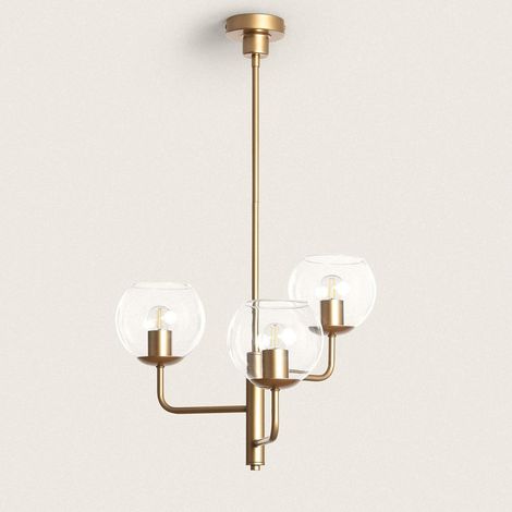 Pendelleuchte Metall und Glas Tribubble Gold