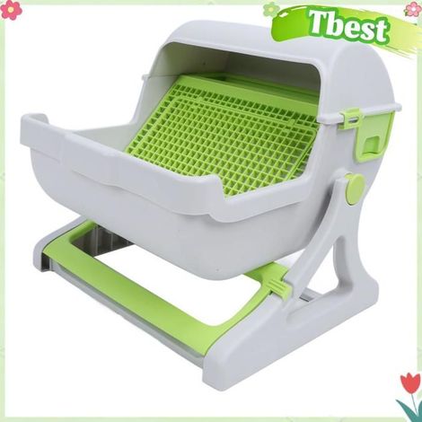 Tbest bac à litière pour chat semi-automatique Bac à Litière pour Chat Autonettoyant, Style Seau à Bascule animalerie kit (1/5)