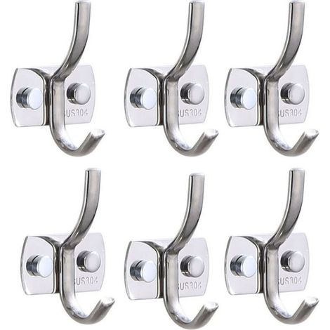 Wandhaken aus Edelstahl – Set mit 6 robusten Haken für Mäntel, Handtücher, Taschen und Schlüssel – Küche, Badezimmer, Schlafzimmer
