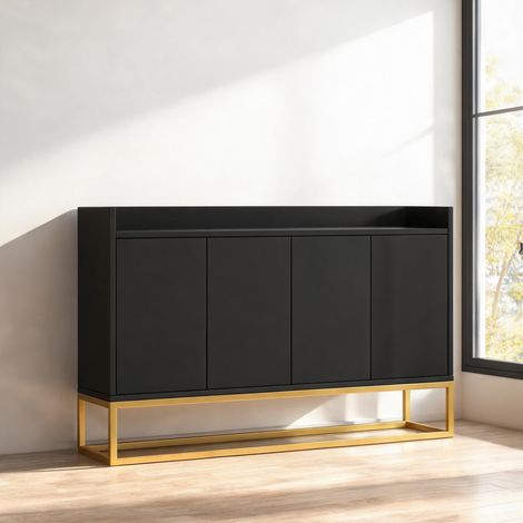 Buffet coloris noir en panneau de particules 120 x 30 x 80 cm (1/5)