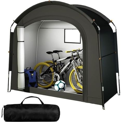 Tente de Rangement de vélo en Plein air, Couverture imperméable de pour Plusieurs vélos, abri Portable pour (Noir 200 165 80) (1/5)