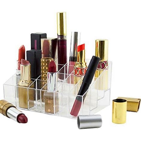 Présentoir à rouge à lèvres transparent en acrylique à 40 compartiments, boîte de rangement pour maquillage, présentoir à rouge à lèvres, boîte de rangement pour cosmétiques et bijoux (1/5)