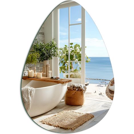 Miroir mural adhésif en forme de goutte d'eau pour salle de bain 40 x 30 cm (1/5)