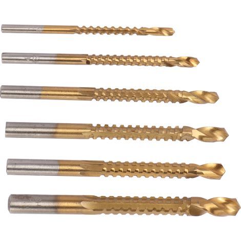 Foret de scie à spirale 6 pièces, mèches de coupe latérales dentelées HSS de 3 à 8mm pour le bois, le métal et le plastique (1/5)