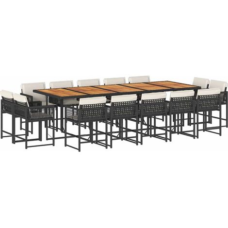 Maison Exclusive - 15-tlg. Garten-Essgruppe mit Kissen Schwarz Po (1/5)