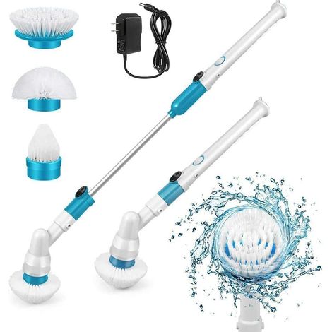 Brosse de Nettoyage Électrique, Electric Spin Scrubber Rechargeable par USB avec 3 brosses et Chargeur pour vitres, sols, Cuisine et Divers travaux de Nettoyage(EU, 3.15W)