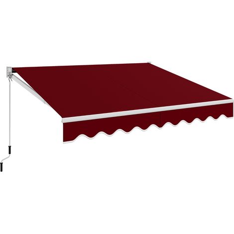 Tenda parasole in alluminio con manovella e poliestere impermeabile, Tenda da sole retrattile 295x250cm Rosso Bordeaux (1/3)