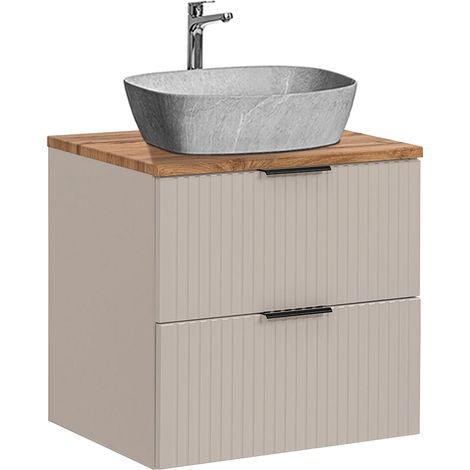 Waschtisch 60cm Adriel mit 2 Schubladen, Beige (1/5)