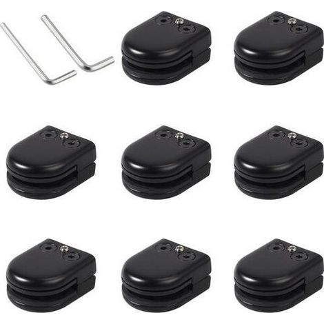 Lot de 8 pinces à verre en acier inoxydable 304 noir – Support solide pour verre 8-10 mm – Finition polie – Installation facile (1/5)