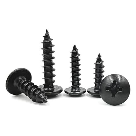 M5x20 Carbon Steel Self Tapping Wood Screws Round Head Phillips Head Mushroom Head Screws Fasteners Black (1/5)