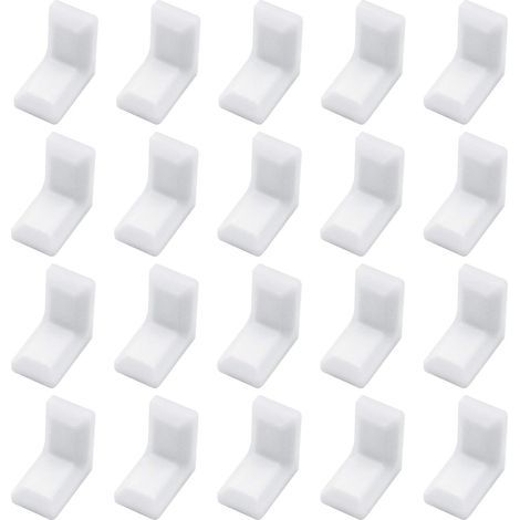 CCYKXA 40Pcs Galvanized Steel L Shape Corner Brace with White ABS Plastic Cover for Cabinet Shelf