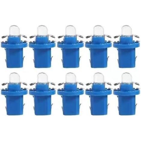 Lot de 10 ampoules LED T5 Lampe avec Support,Ampoules 12V BAX10d B8.5D Ampoule Tableau de Bord pour Voiture et Moto -bleu (1/4)