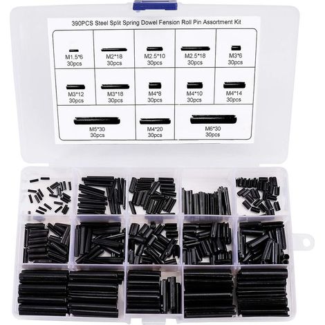 Kit surtido de 390 piezas de pasadores de resorte partidos M1.5 M2 M2.5 M3 M4 M5 M6 con caja (1/5)