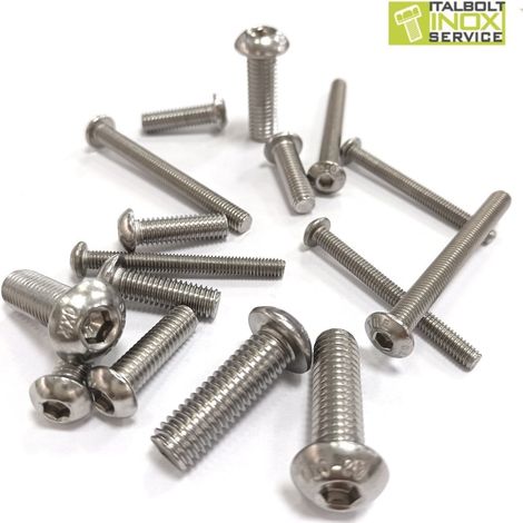 VITE PER METALLO TESTA BOMBATA ESAGONO INCASSATO IN ACCIAIO INOX A2  DIAMETRO 6 MM - LUNGHEZZA 16 MM