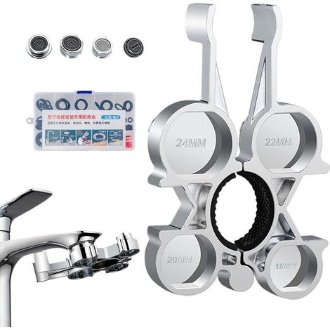 Clé Pour Aérateurs De Robinets 12-En-1 Anti-Rouille Métal Accessoires de Clé Pour Aérateur De Robinet Pour Salle De Bain Cuisine Hôtel Restaurant Maison Camping-Car (1/5)