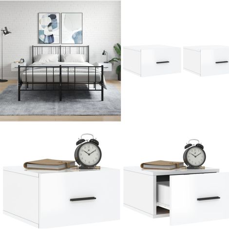 Wand-Nachttische 2 Stk. Hochglanz-Weiß 35x35x20 cm - Wandregal - Wohnzimmerdeko - Hängeschrank - Nachttisch - Regal Weiß - Home & Living