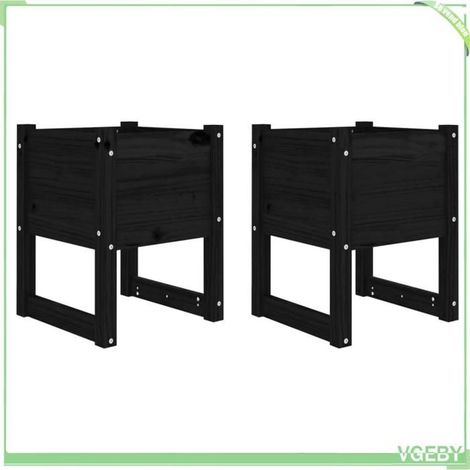 Jardinière - FAFEICY - 822116 - Bois de pin massif - Noir - 40 x 40 x 52,5 cm - Pack 2 (1/5)