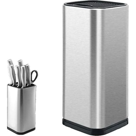 Bloc de Couteaux, Porte-Couteau en Acier Inoxydable, Porte-Couteau de Cuisine, Porte-Couteau Carré, pour Couteaux et Ciseaux (Carré)