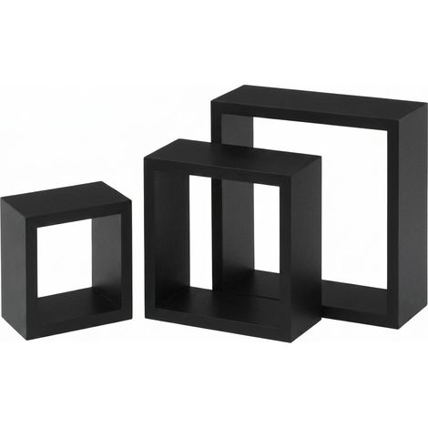 Mensola Scaffale Cubo Legno MDF Design Moderno Parete Soggiorno 25x25x9 cm Nero (1/5)