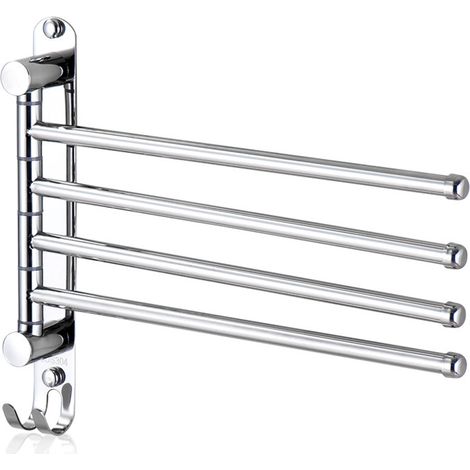 Porte-Serviettes Salle de Bain, Porte Serviette Murale avec 4Barres 180°Rotatives (1/4)