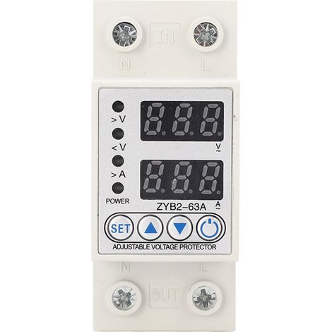 Protecteur de courant de tension, réinitialisation automatique, affichage numérique, dispositif de protection pour maison et hôtel, 2P 220V AC 63A (1/5)