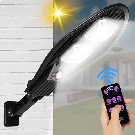 Solarbetriebene Außenstraßenleuchten mit 60 LEDs, Bewegungsmelder, Fernbedienung, 3 Sensormodi, Schutzart IP65, wasserdicht, für Garten, Einfahrt, Hof, Gehweg und Treppe (1/5)