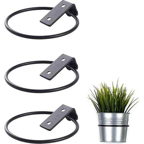 3er-Set wandmontierte Blumentopfhalter, faltbare Metall-Blumentopfständer, wandmontierte Blumentopfhalter für den Garten (17,5 x 15 x 6,2 cm) - OUYLAF