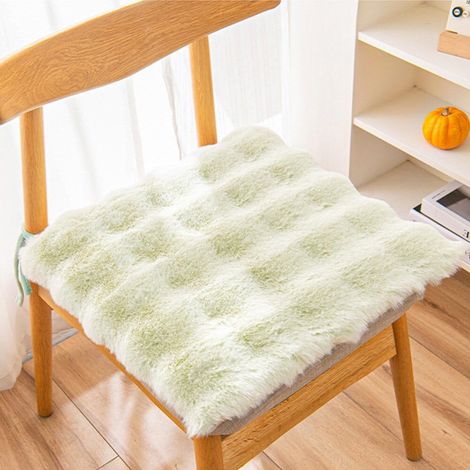Coussin d'assise en fausse fourrure et soie - convient pour les bureaux, restaurants, chaises, etc. - 1 pièce, vert fluo, 40×40 cm