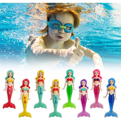 Swimming Pool Games, 8 Pieces, Includes 4 Pieces Transparent Mermaid Pool Toy, Water Games for Underwater Games and Diving Training, For Children 3 Years and Up (1/5)