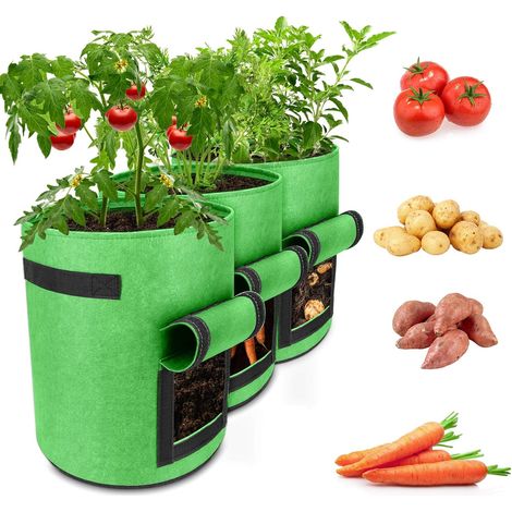 Lot de 2 sacs de plantation pour pommes de terre, sac de jardin non tissé de 7 gallons (environ 26,5 litres), sac à pommes de terre avec fenêtre et p (1/5)
