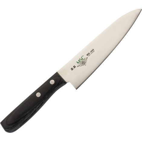 Coltello da chef Masahiro MSC 15,5 cm - acciaio MBS-26, HRC 58-59, legno pakka.